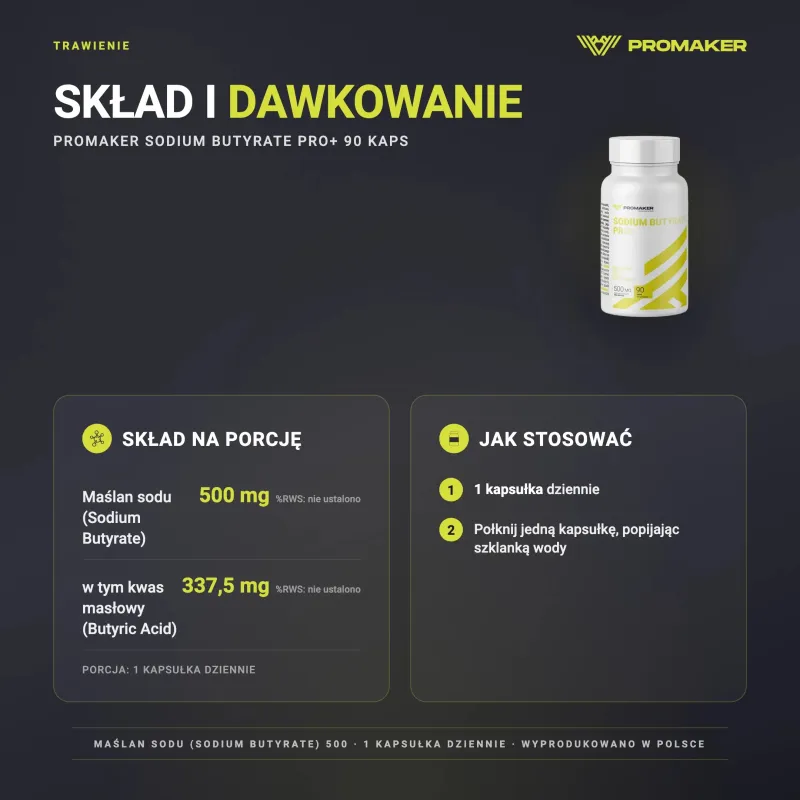 Promaker Sodium Butyrate PRO+ 90kaps – состав на порцию и способ применения