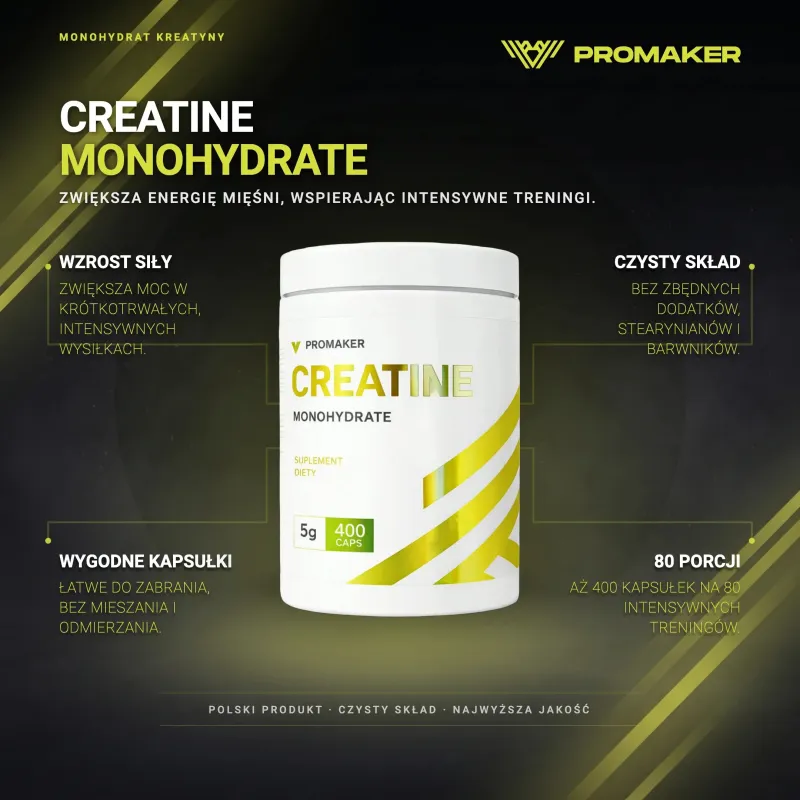 Promaker Creatine Monohydrate 400caps – najważniejsze korzyści i skład