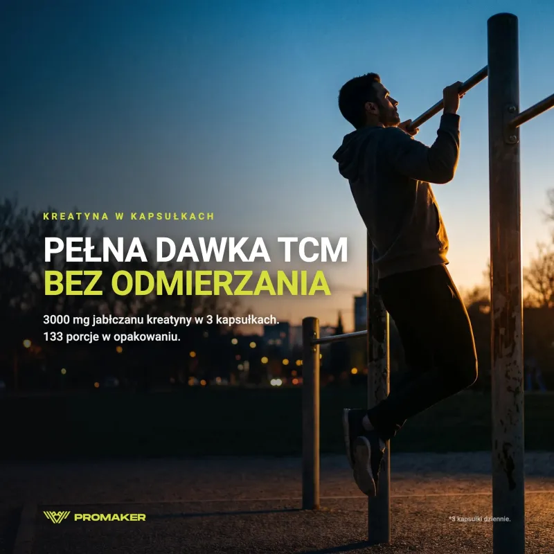 Kreatyna Promaker TCM Jabłczan kreatyny 400kaps – suplement w codziennym użyciu