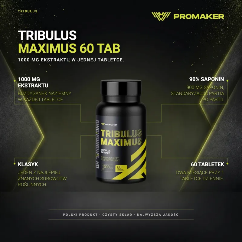 Booster Testosteronu PROMAKER Tribulus Maximus 60tab – key benefits and clean formula