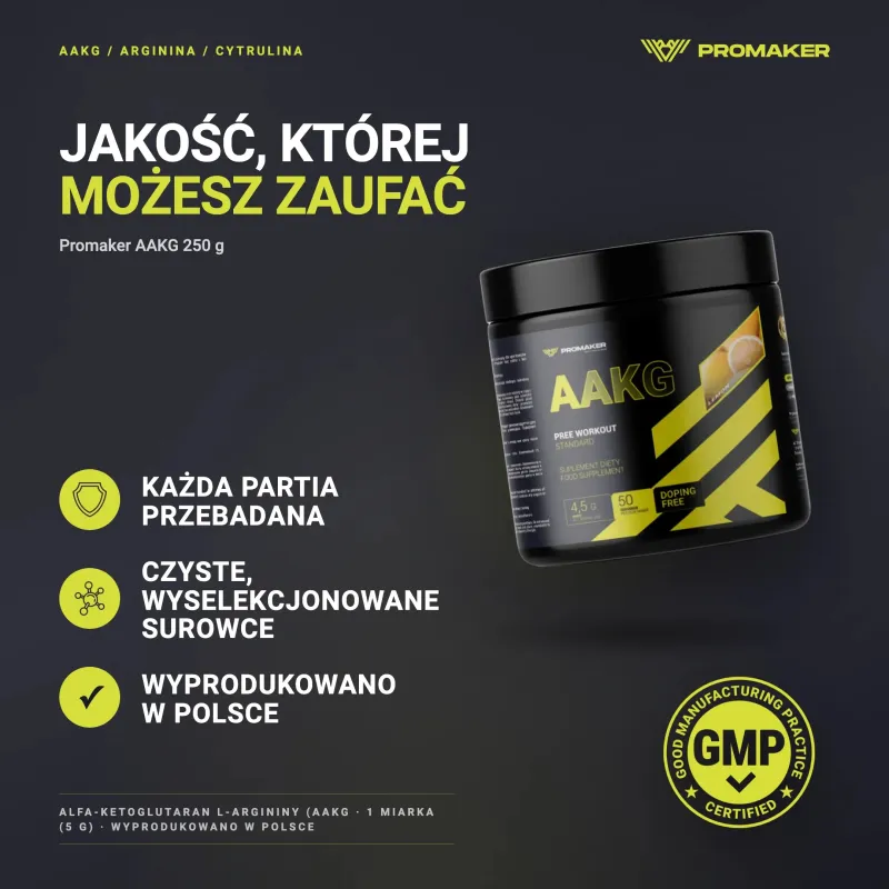 PROMAKER AAKG НАСОСНАЯ ДОБАВКА 250 Г – каждая партия проверена, сертификат GMP, сделано в Польше
