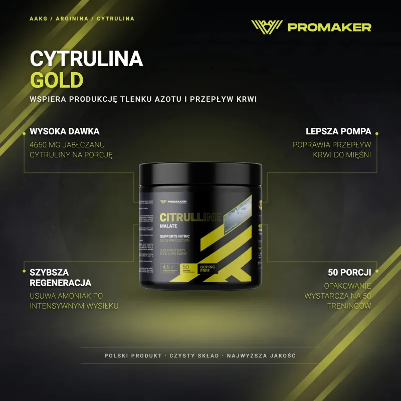 Suplement Pompujący Cytrulina Promaker Gold Citrulline 250g – najważniejsze korzyści i skład