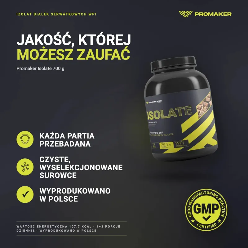PROTEIN SUPPLEMENT PROMAKER ISOLATE 700G – every batch tested, GMP certified, made in Poland
