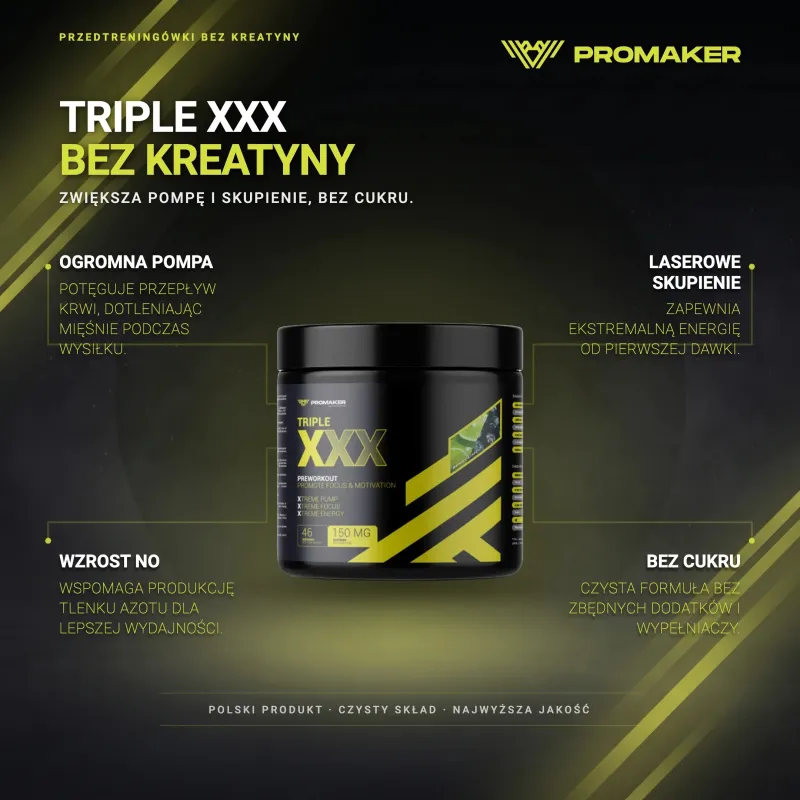 PRE-WORKOUT SUPPLEMENT PROMAKER TRIPLE XXX 300G – key benefits and clean formula