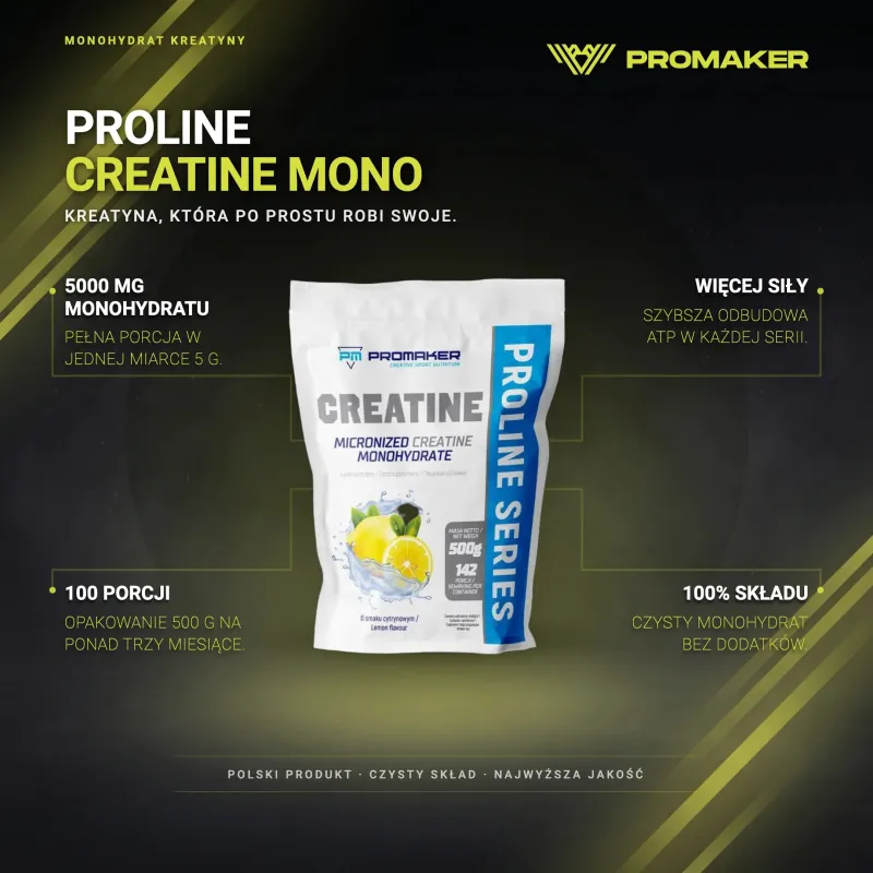 Creatine Promaker Proline Creatine Mono 500g – key benefits and clean formula