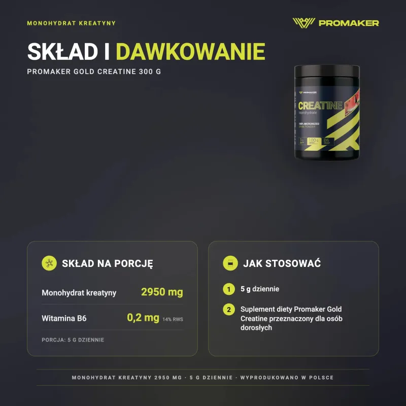 KREATYNA PROMAKER CREATINE MONOHYDRATE 300 G – nutrition per serving and how to use