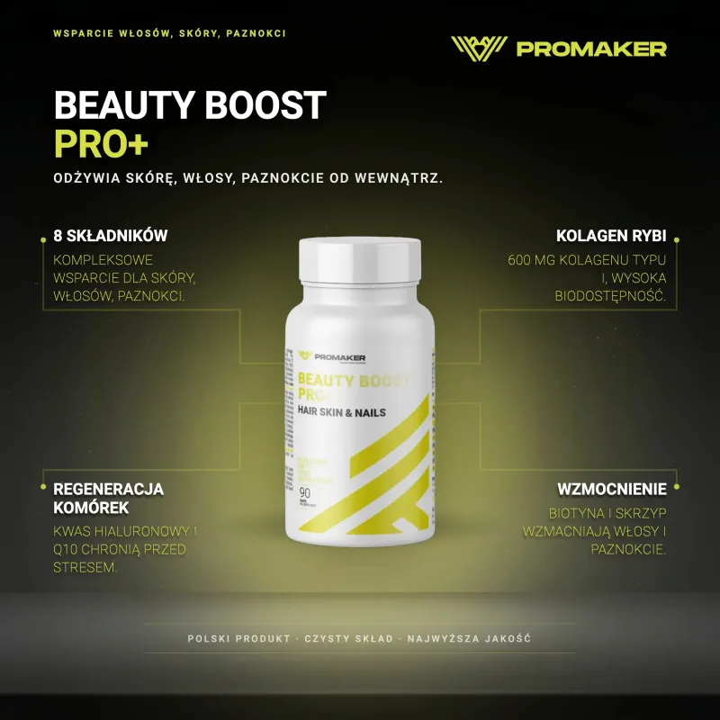 Zdrowie Skóry Promaker Beauty Boost PRO+ 90kaps – najważniejsze korzyści i skład