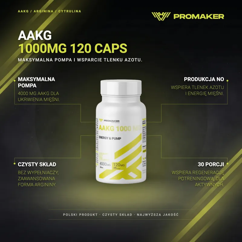 Suplement Pompujący Promaker AAKG 1000mg 120caps – najważniejsze korzyści i skład