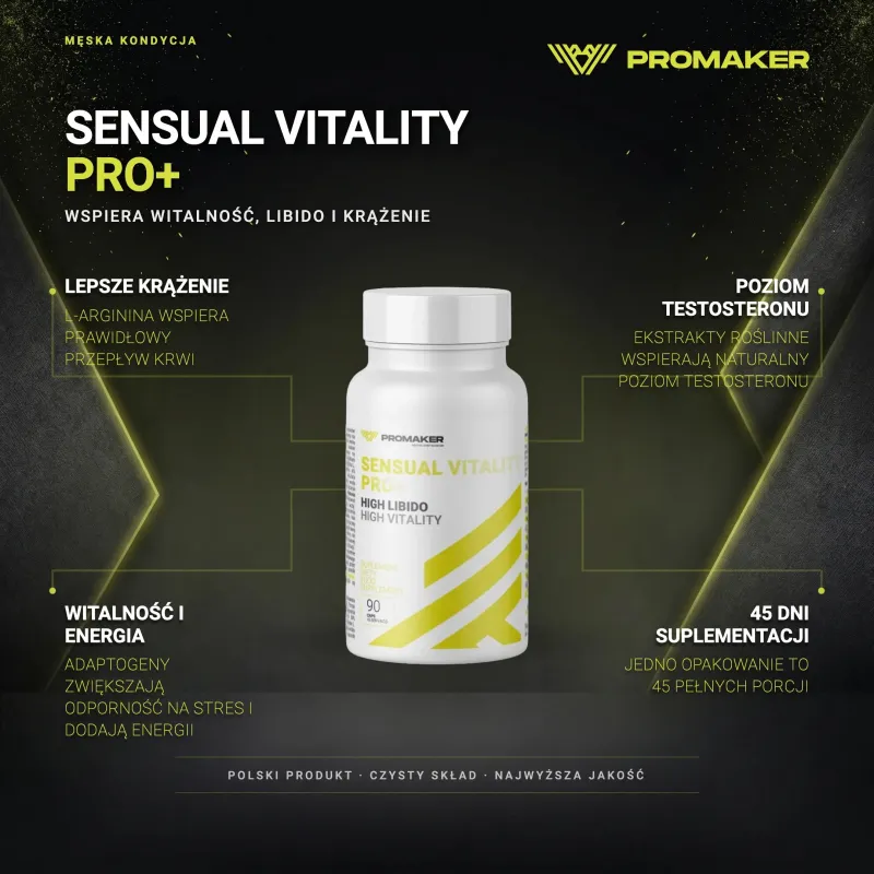 Męska Kondycja Kompleks  Promaker Sensual Vitality PRO+ 90caps – najważniejsze korzyści i skład