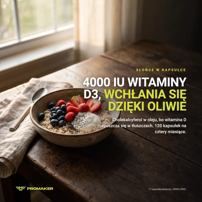 Witaminy D Promaker Vitamin D3 PRO+ 4000IU 120kaps – suplement w codziennym użyciu